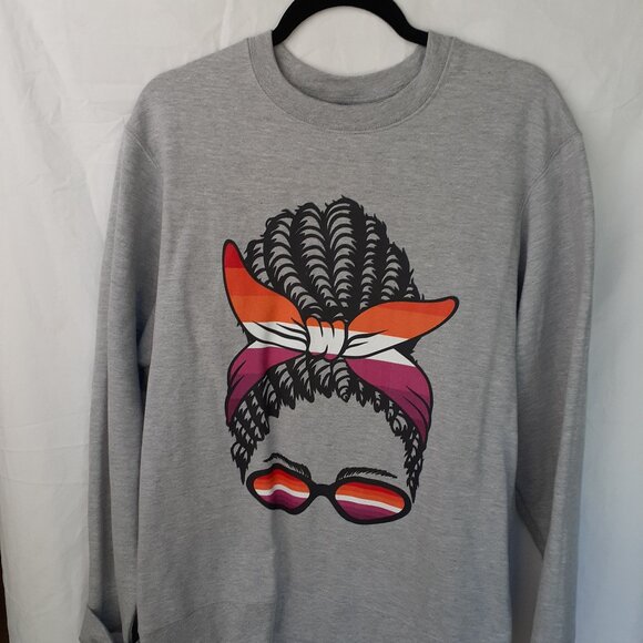 Messy Bun African Mama Pride - New Medium Heather Gray Sweatshirt - Picture 7 of 8